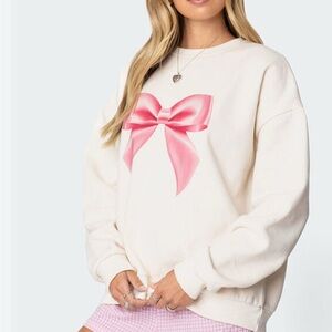 Edikted Bow Brat Printed Sweatshirt